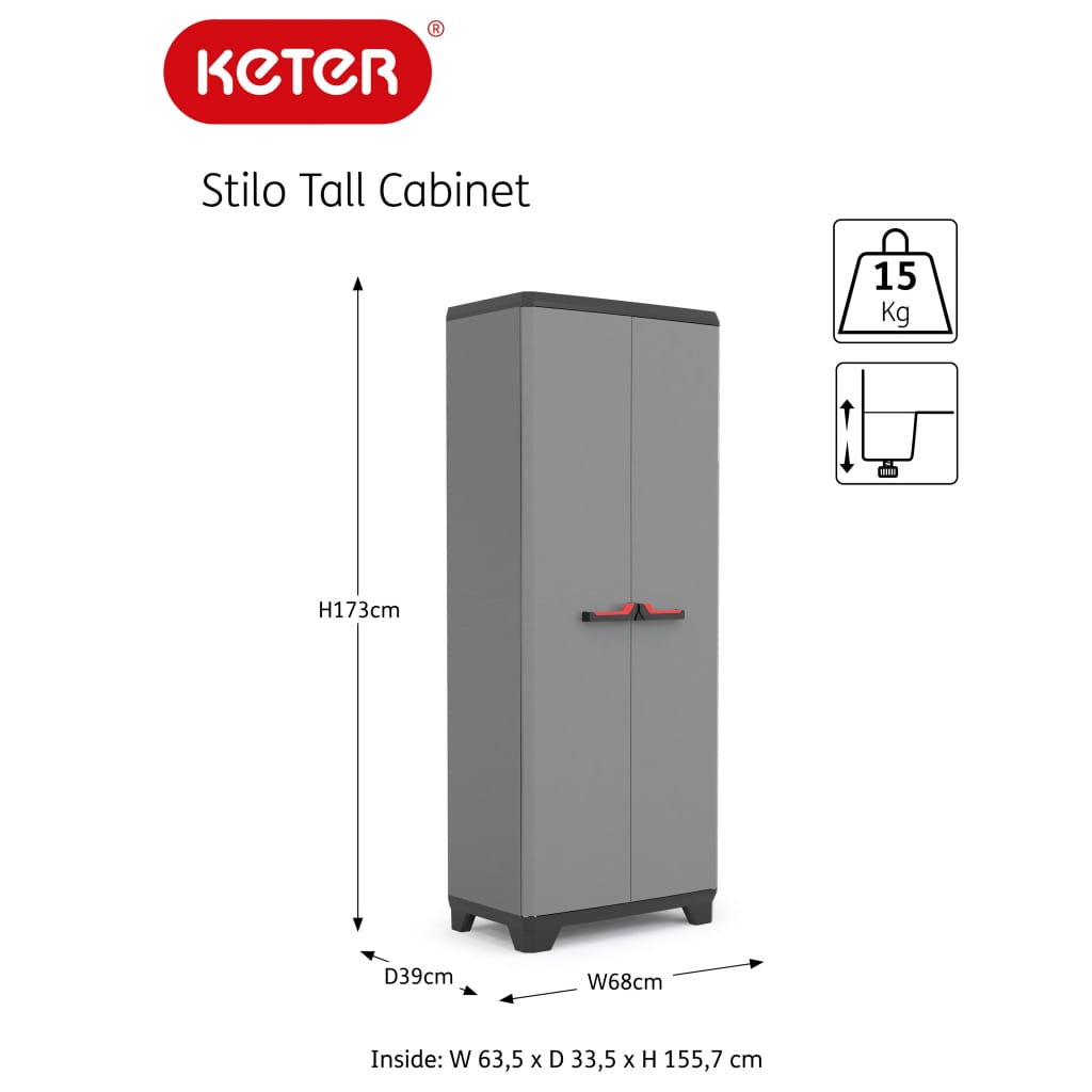 Keter Omara s policami Stilo siva in črna 173 cm