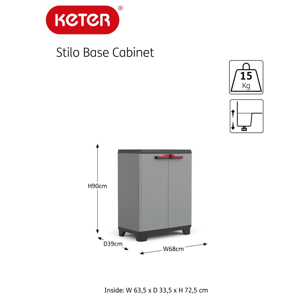 Keter Nizka omarica Stilo siva in črna 90 cm