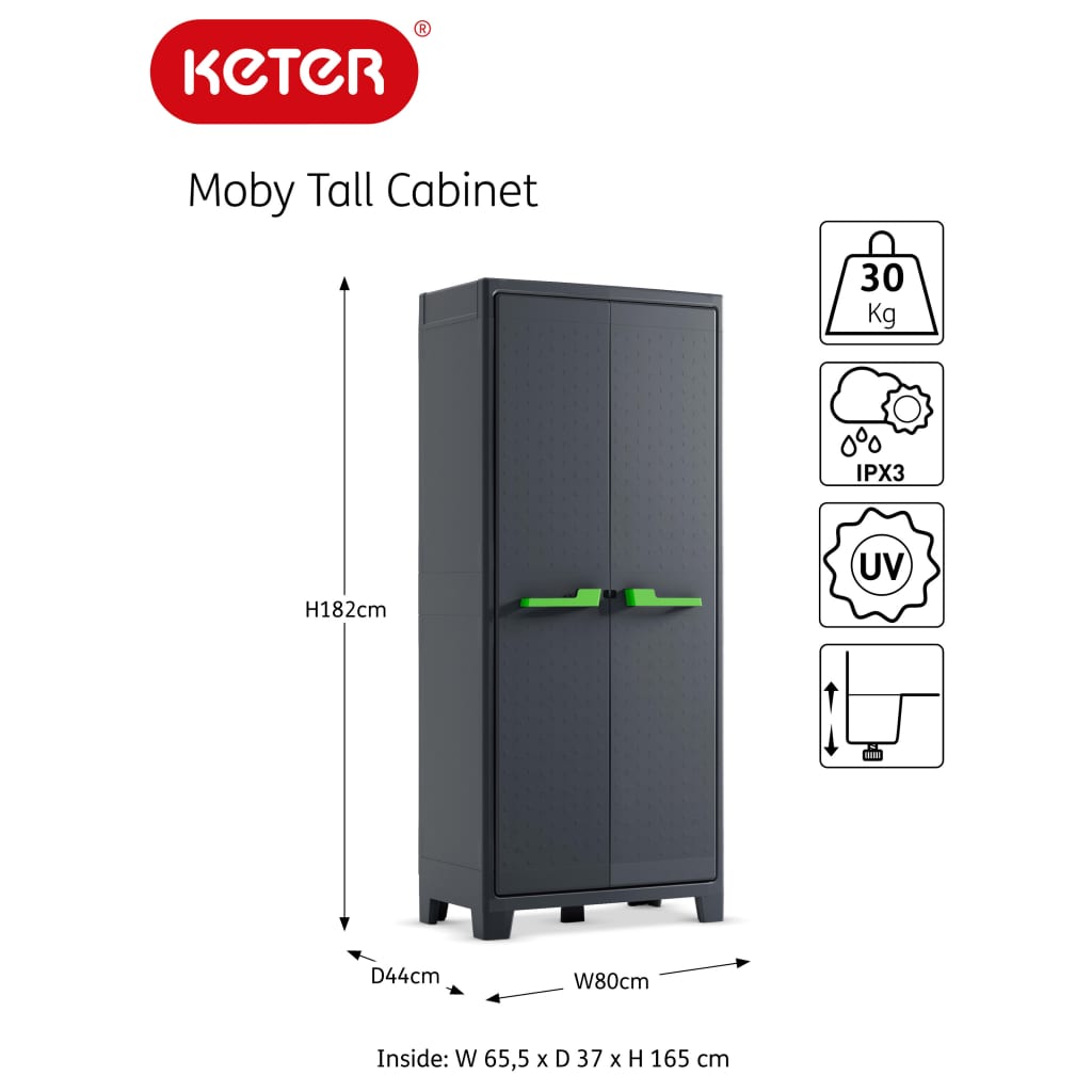 Keter Omara s policami Moby grafitno siva 182 cm