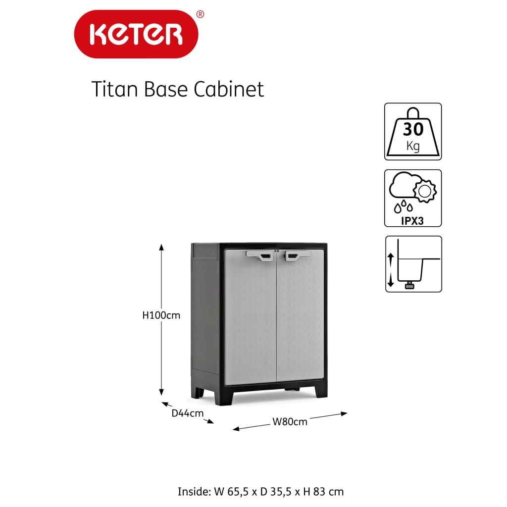 Keter Nizka omara Titan črna in siva 100 cm