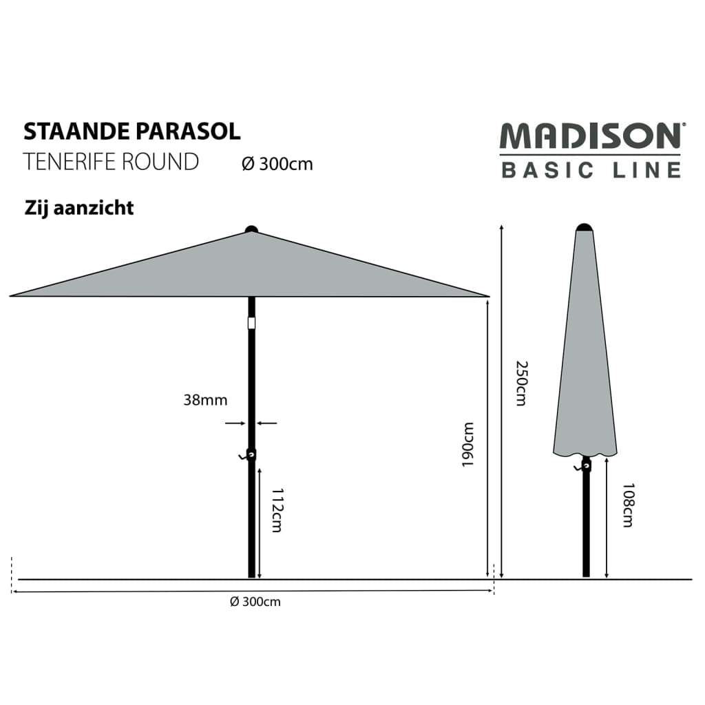 Madison Senčnik Tenerife 300 cm okrogel jabolčno zelen