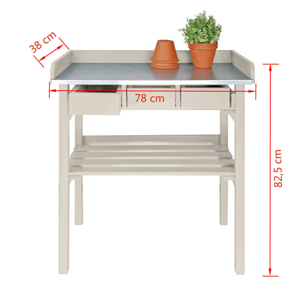 Esschert Design Vrtna delovna miza bela CF29W