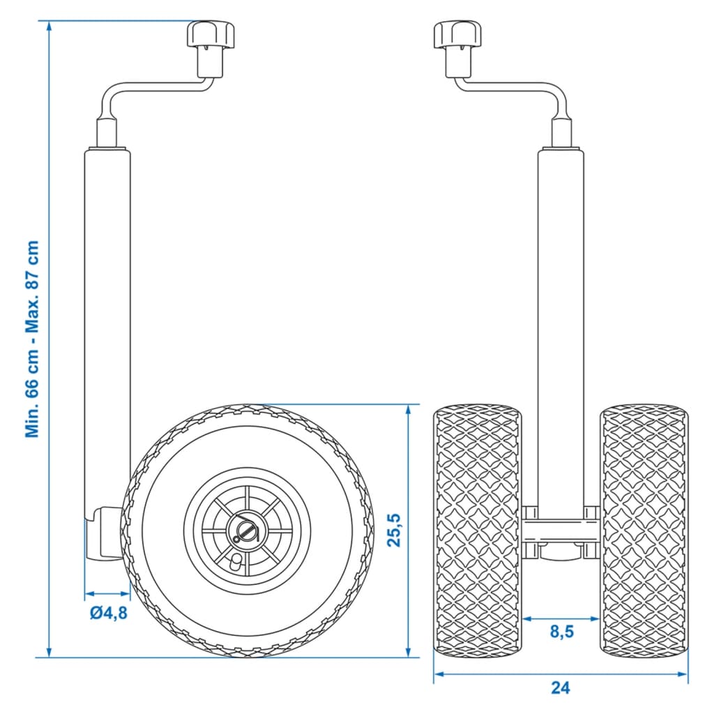 ProPlus Dvojno podporno kolo z zračnimi pnevmatikami 26x8,5 cm 341508