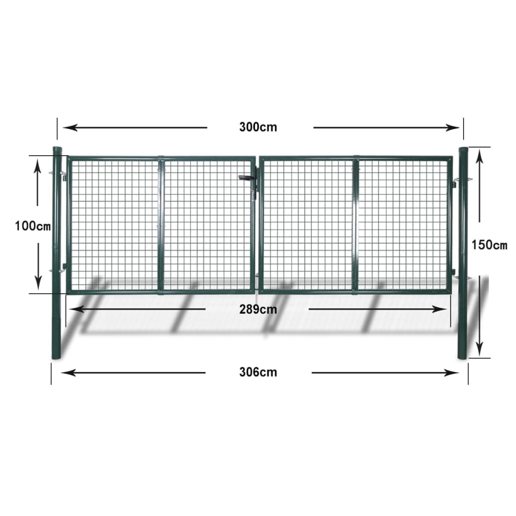 Ograjna vrata jeklo 306x150 cm zelena