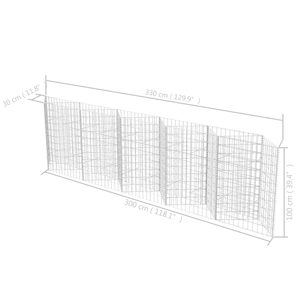 Gabionska košara iz pocinkanega jekla 300x30x100 cm