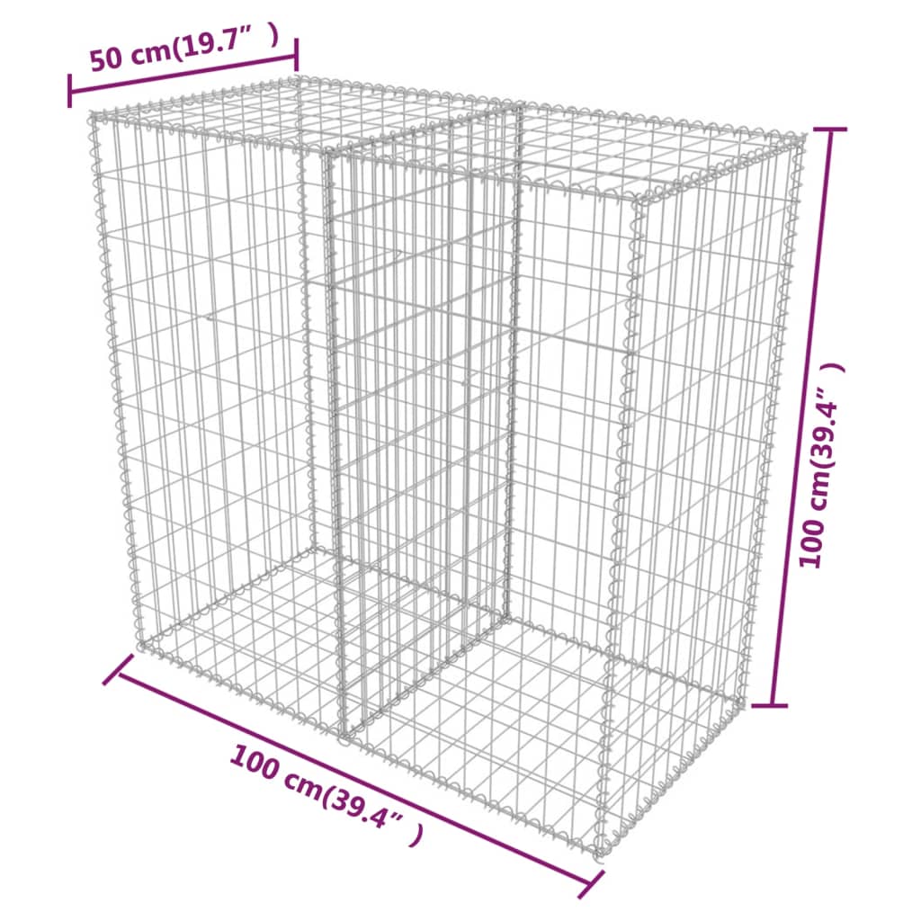 Gabionska košara iz pocinkanega jekla 100x50x100 cm