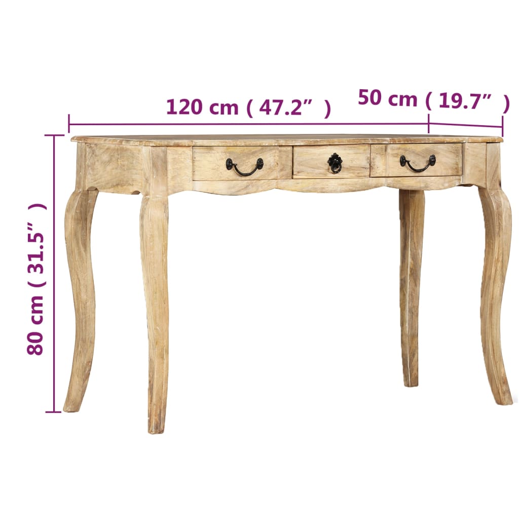 Konzolna mizica trden mangov les 120x50x80 cm