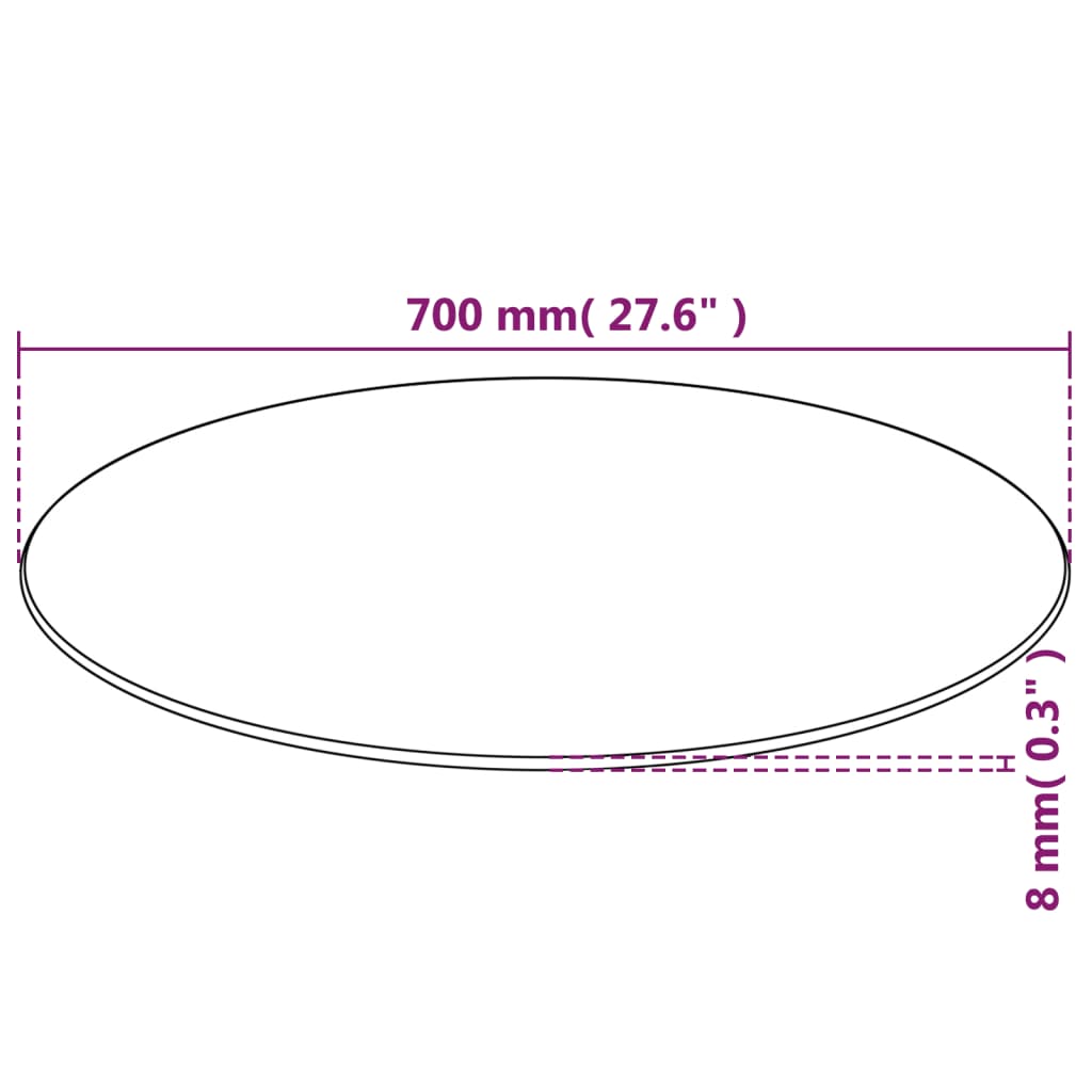 Površina za mizo iz kaljenega stekla okrogle oblike 700 mm