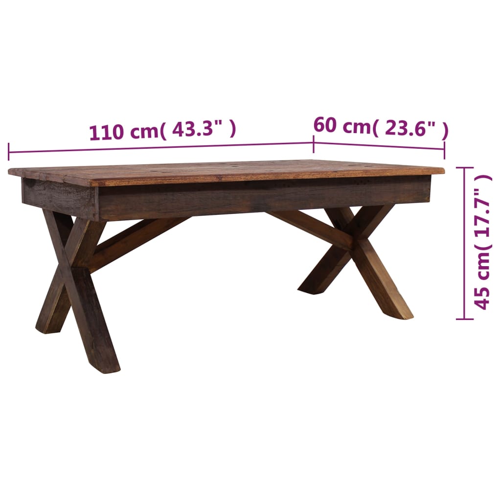 Klubska mizica iz mešanega recikliranega lesa 110x60x45 cm