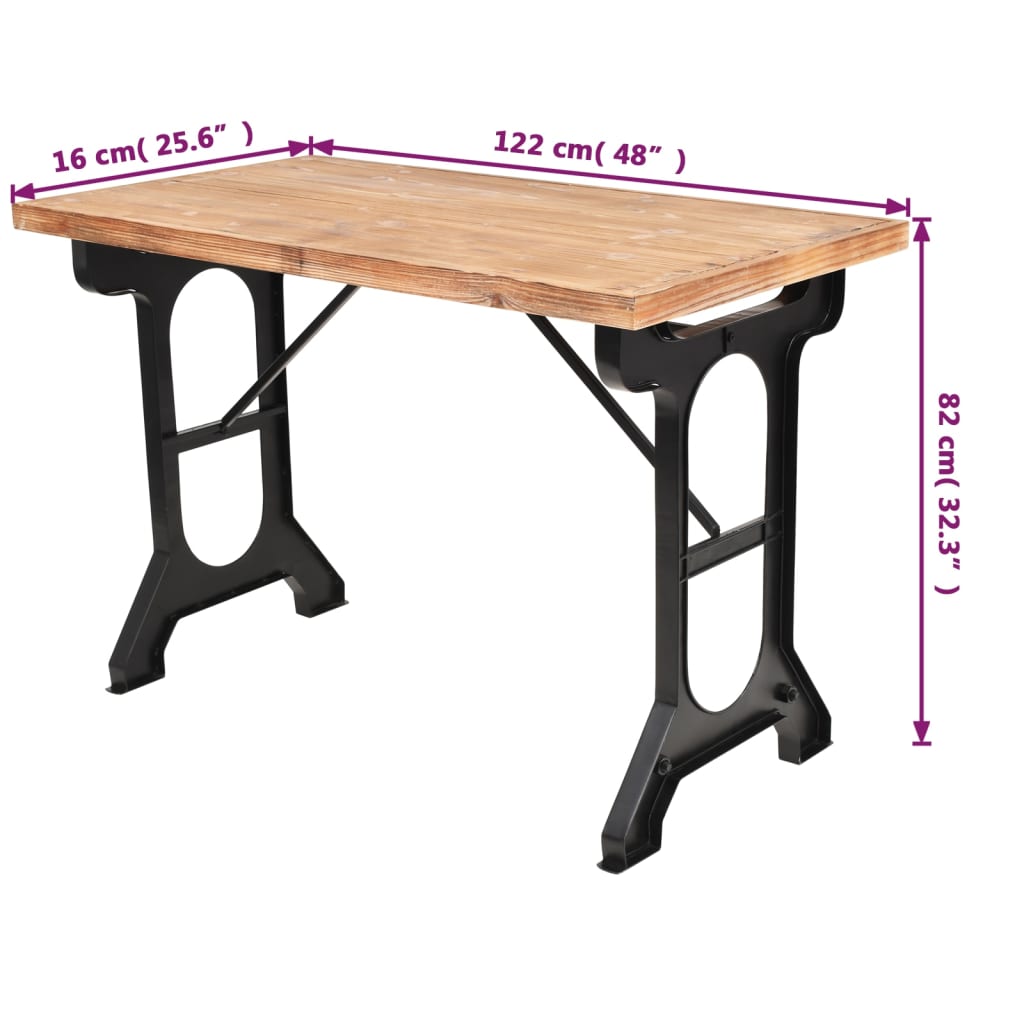 Jedilna miza s površino iz masivnega jelševega lesa 122x65x82 cm