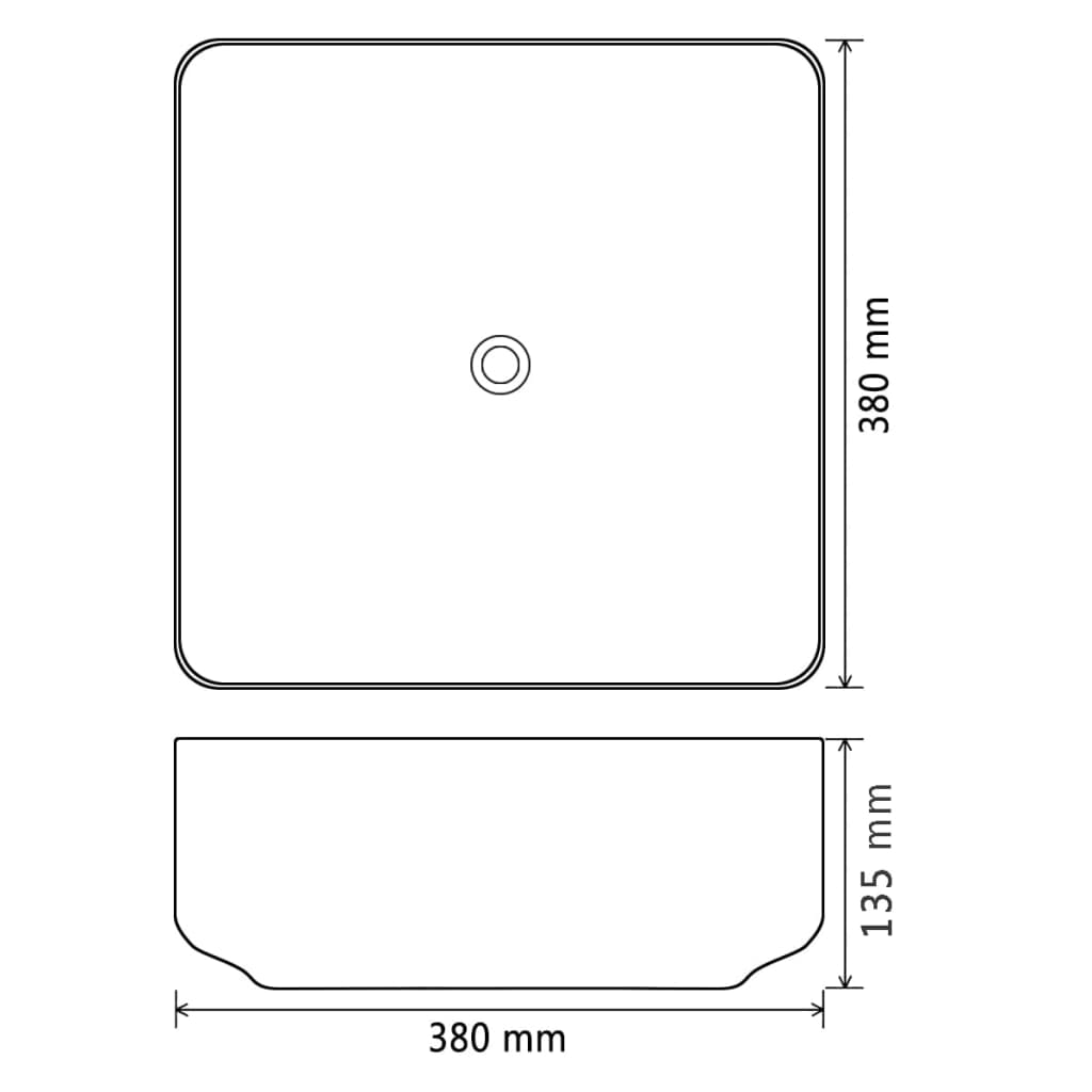 Keramični umivalnik kvadratne oblike črne barve 38x38x13,5 cm