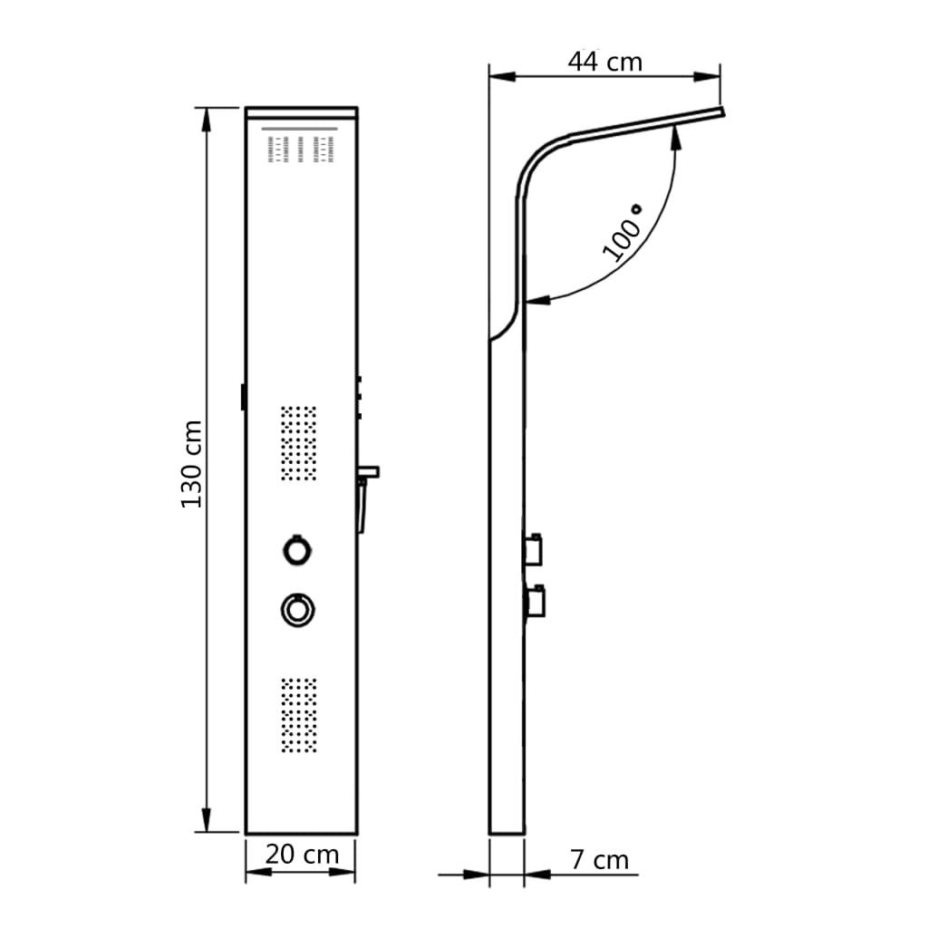 Tuš panel iz aluminija 20x44x130 cm bel