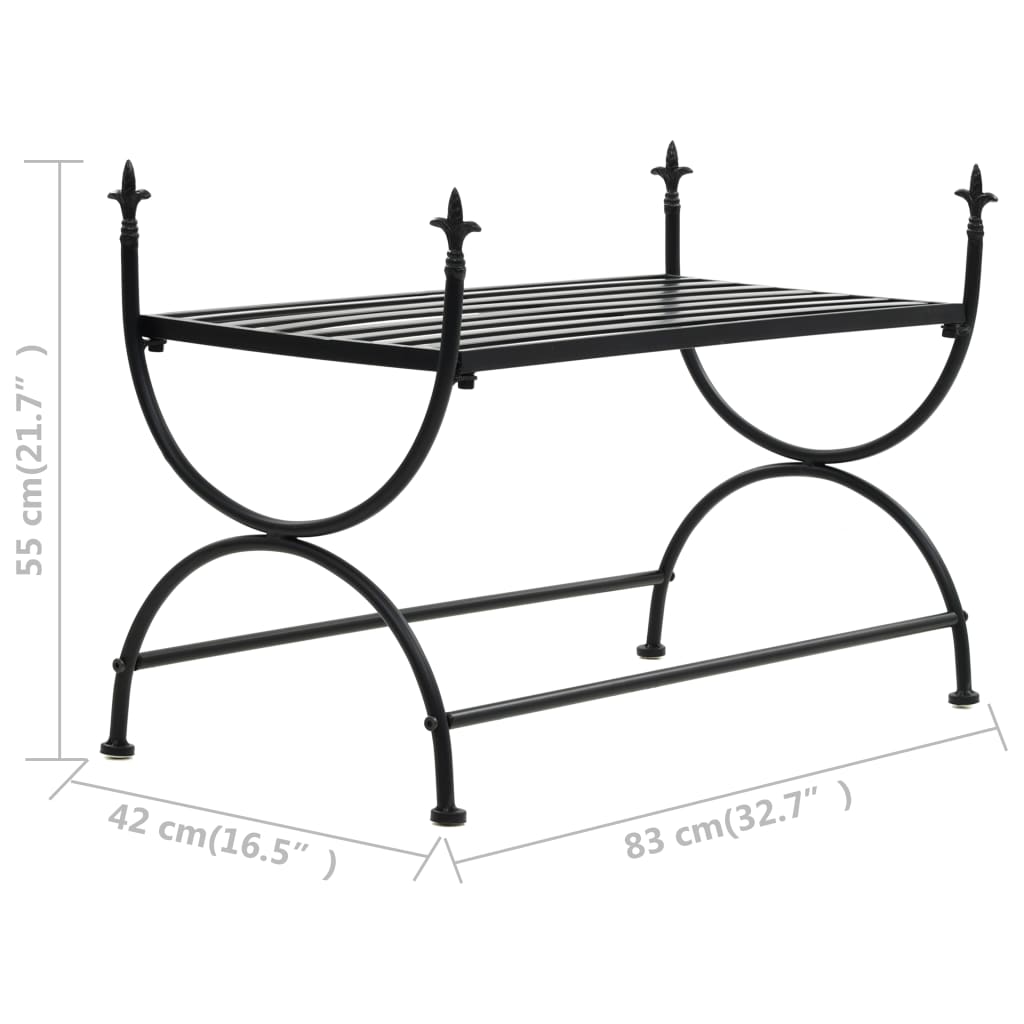 Klop v starinskem stilu iz kovine 83x42x55 cm črna