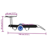 Zložljiv ležalnik s streho in kolesi jeklo črn