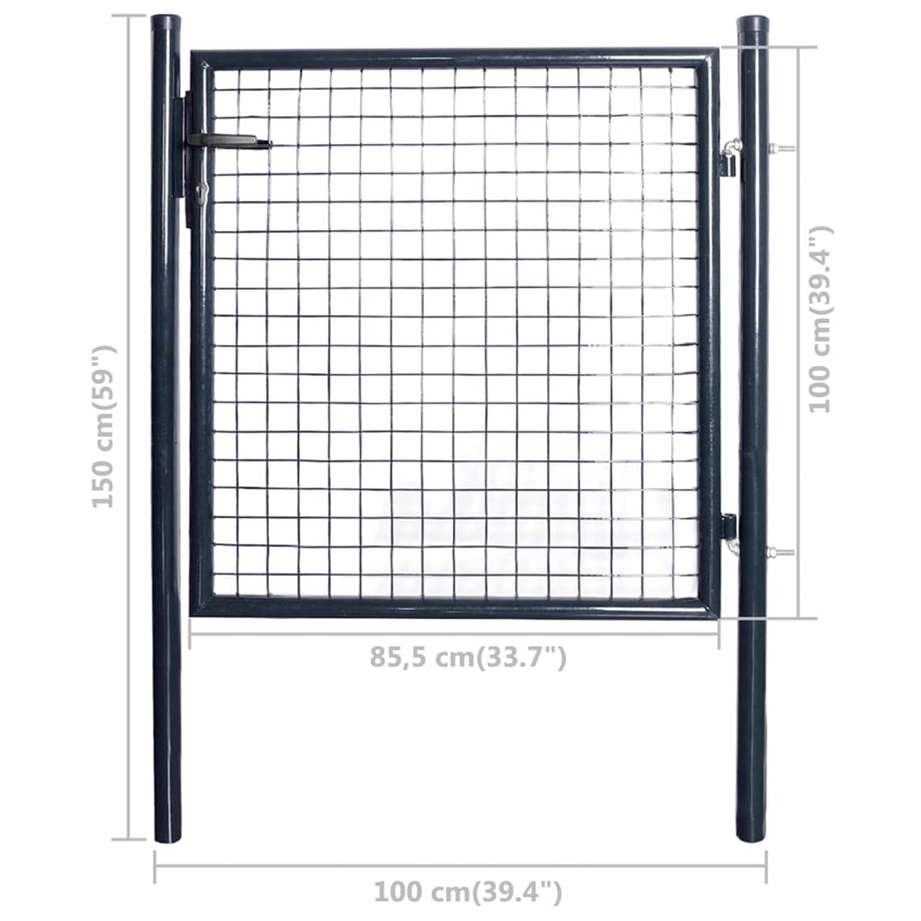 Mrežasta vrtna vrata pocinkano jeklo 85,5x100 cm siva