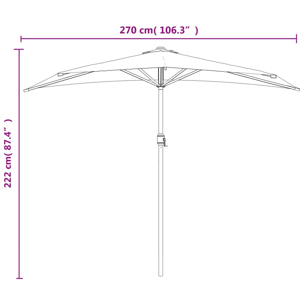 Balkonski senčnik z aluminijastim drogom 270x144 cm zelen