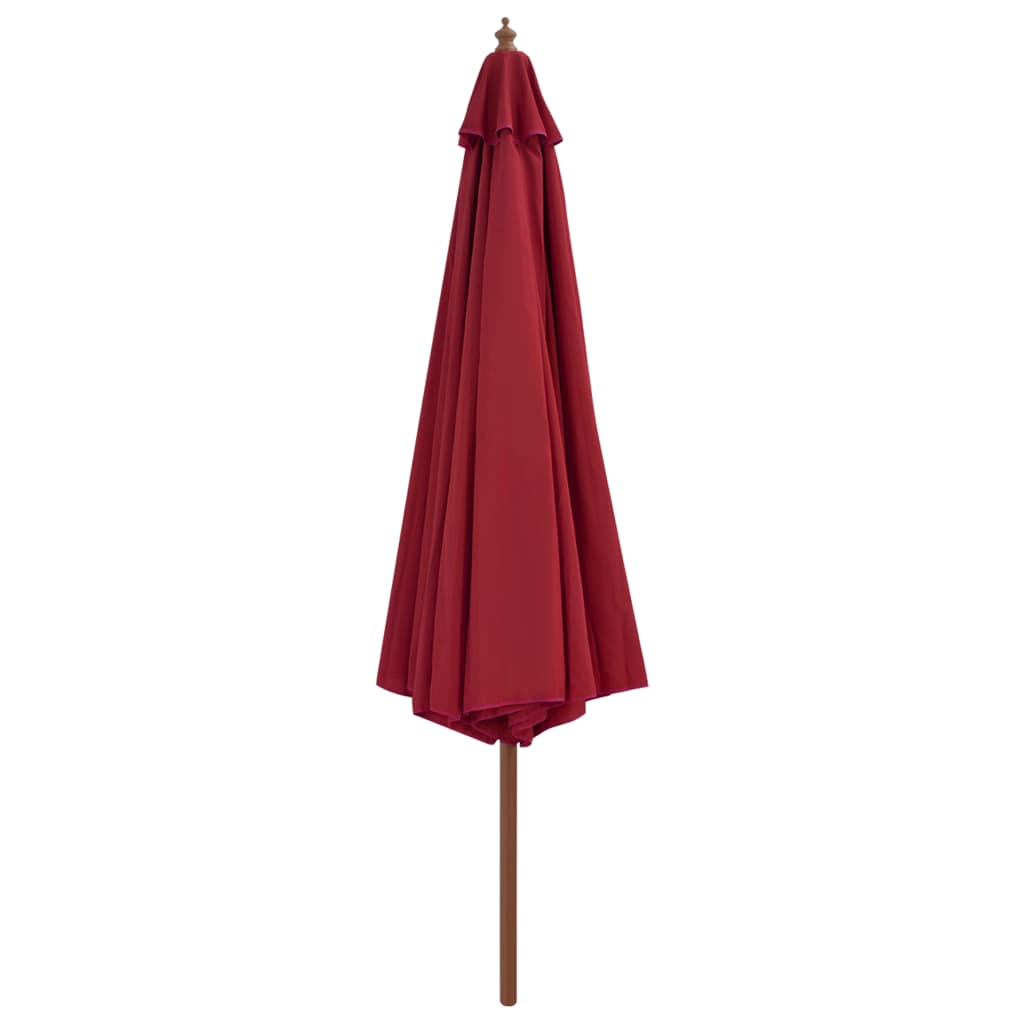 Zunanji senčnik z lesenim drogom 350 cm bordo