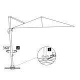 Previsni senčnik z aluminijastim drogom 300x300 cm peščen