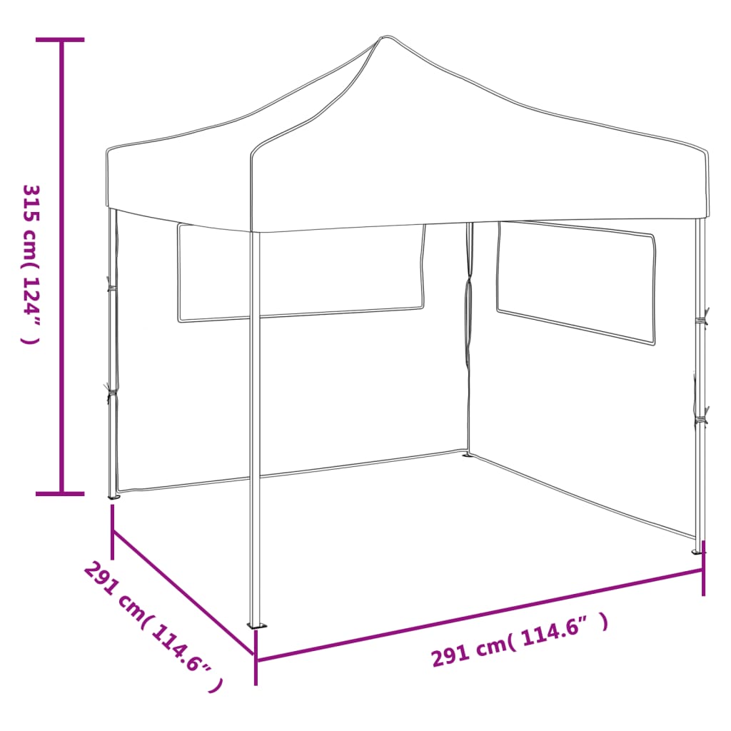 Zložljiv šotor z 2 stenama 3x3 m krem