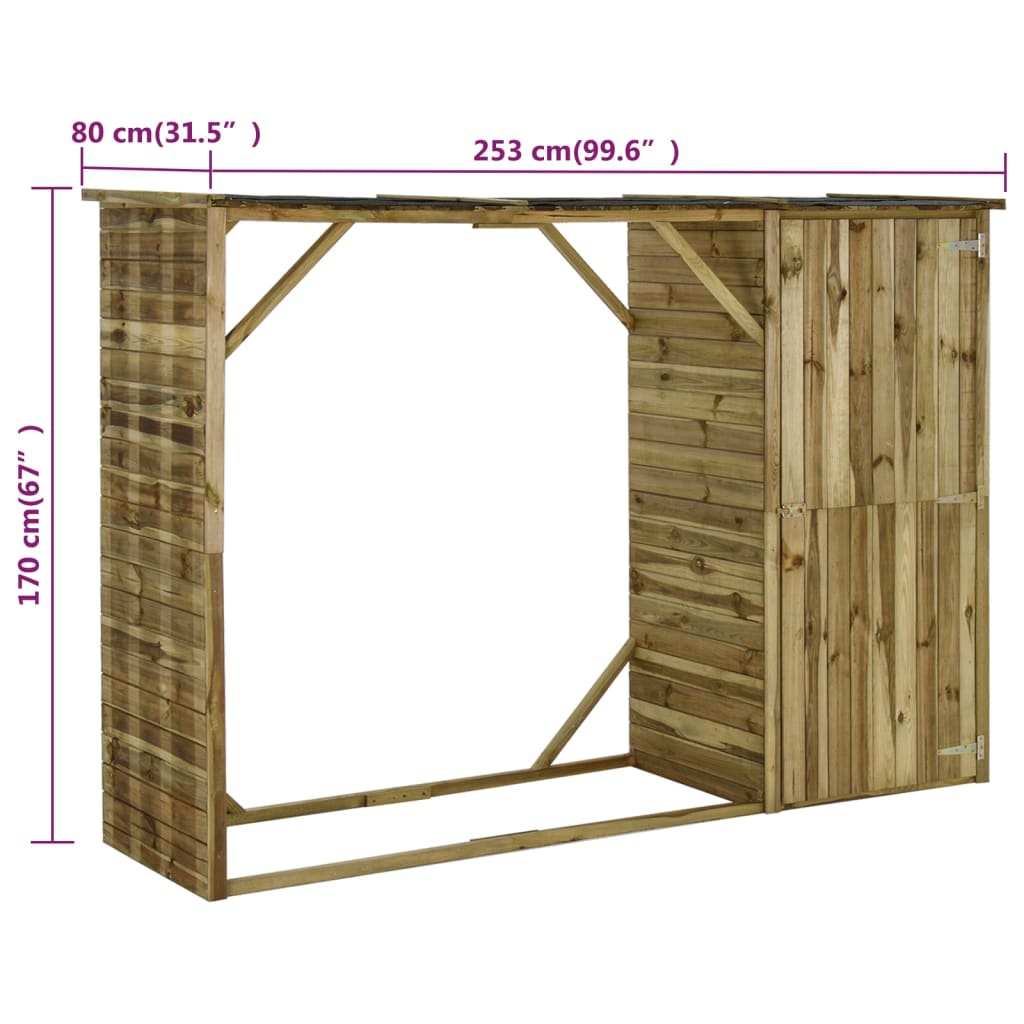 Vrtna lopa za drva in orodje borovina 253x80x170 cm