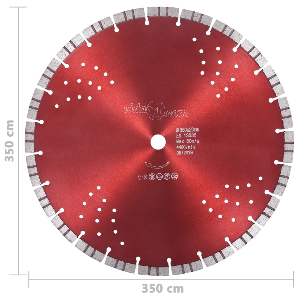 Diamantni rezalni disk s turbo in luknjami iz jekla 350 mm