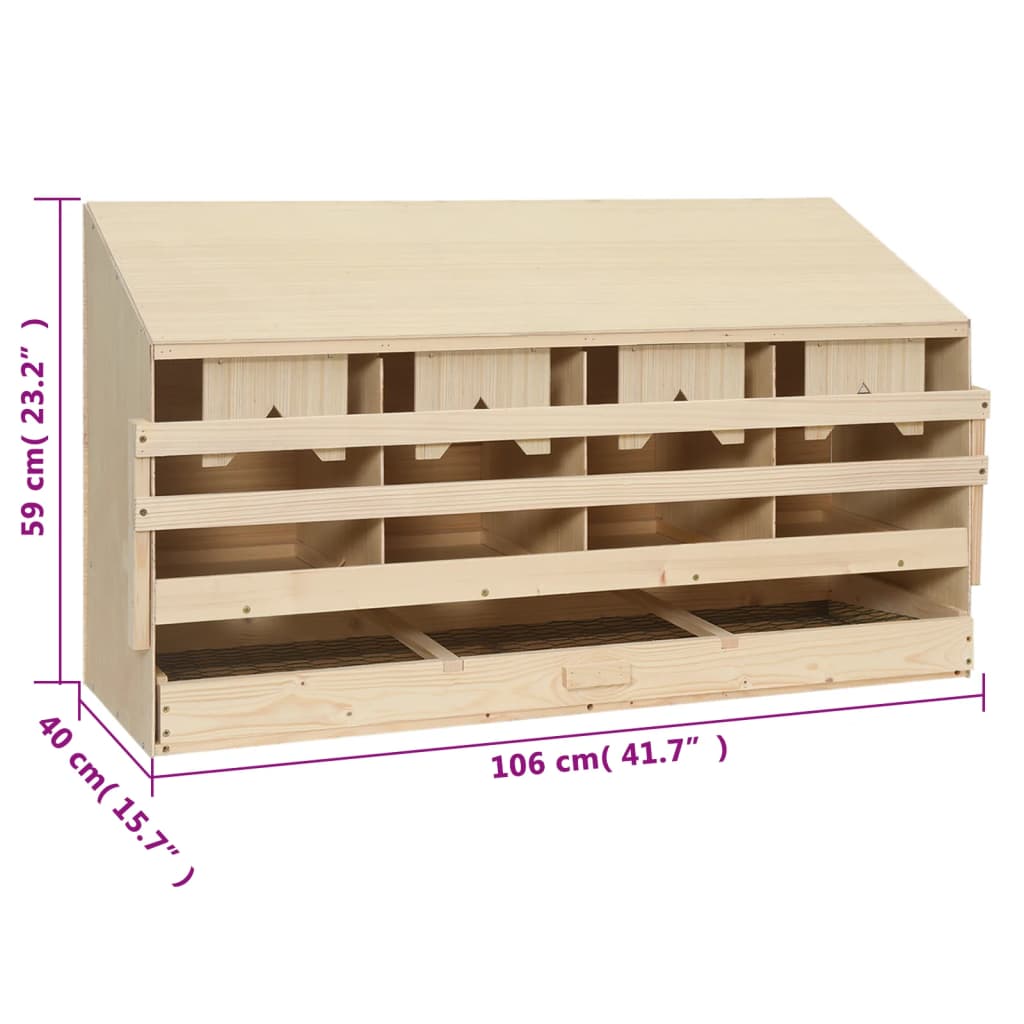 Gnezdišče za kokoši s 4 predelki 106x40x59 cm trdna borovina