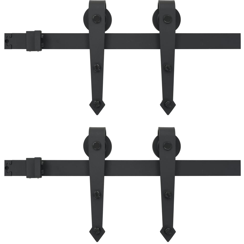 Komplet opreme za drsna vrata 2x183 cm jeklo črne barve