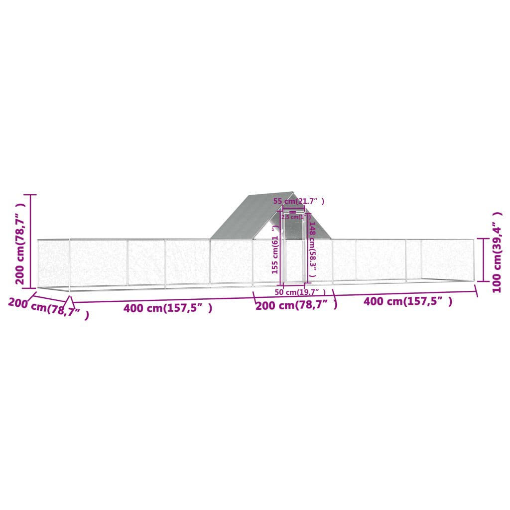 Kokošnjak 10x2x2 m pocinkano jeklo