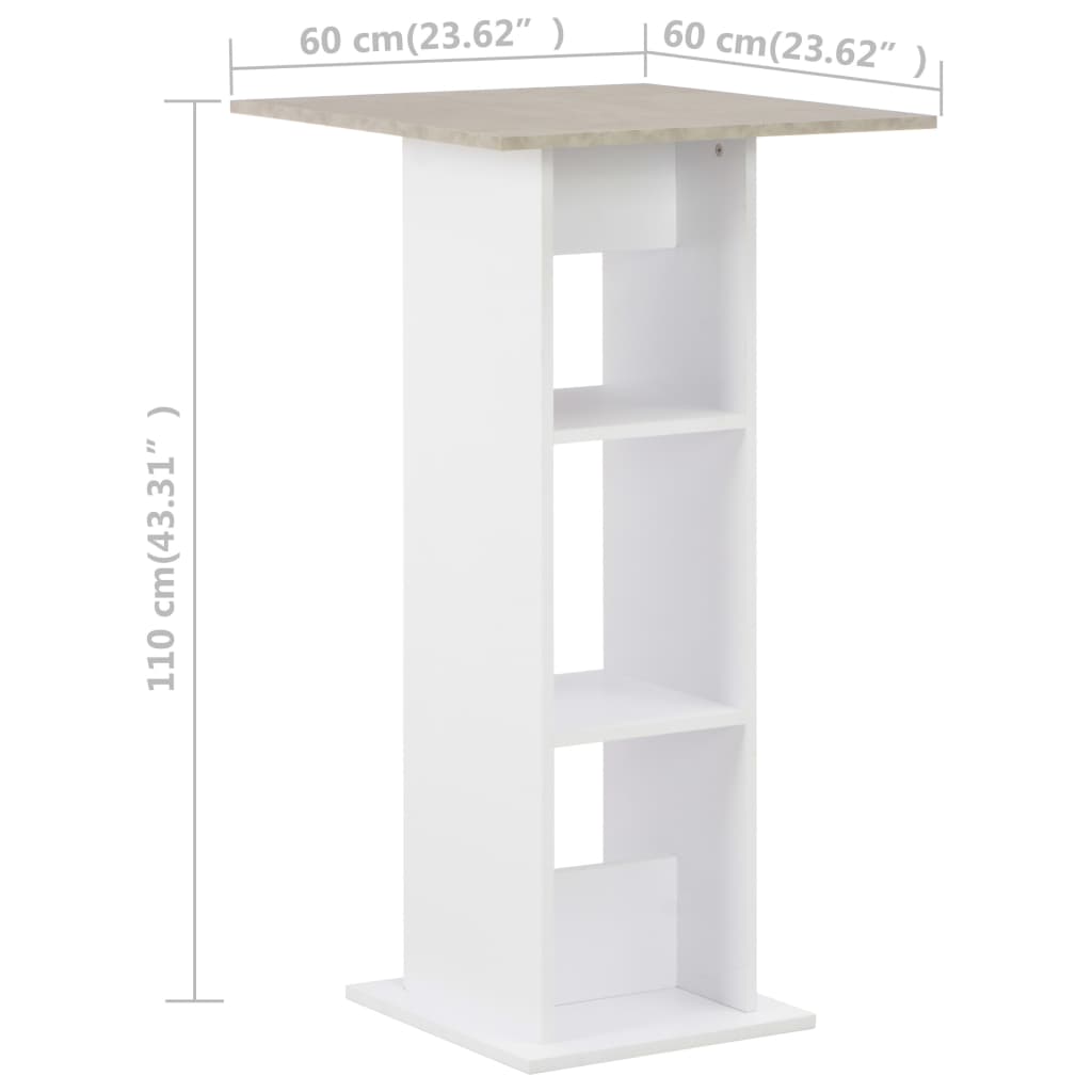 Barska miza bela in betonska 60x60x110 cm