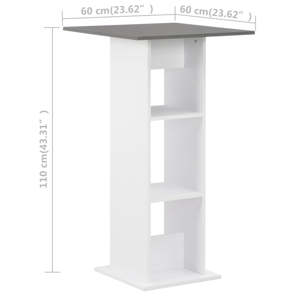 Barska miza bela in antracitno siva 60x60x110 cm