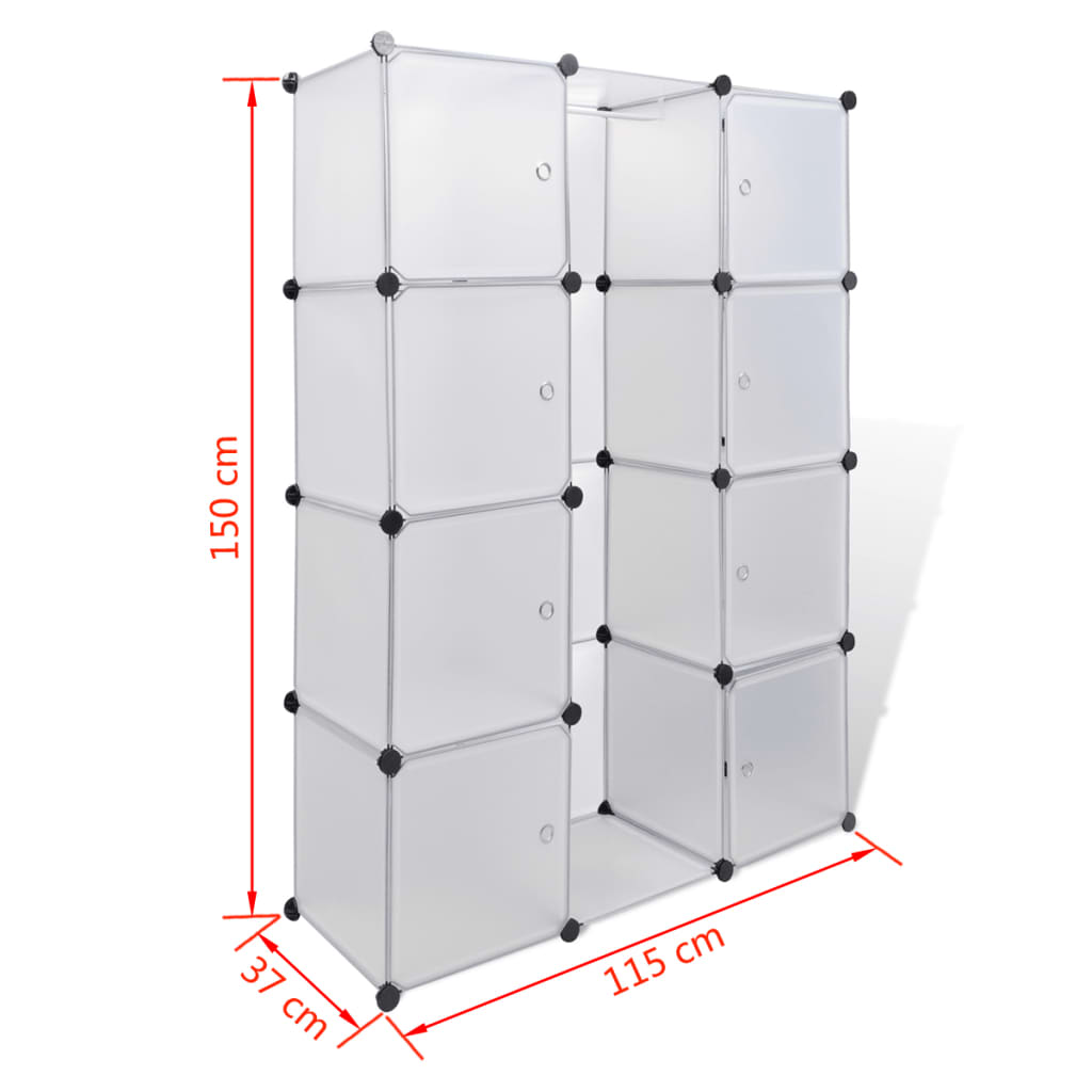 Modularna omarica z 9 predelki 37 x 115 x 150 cm bela