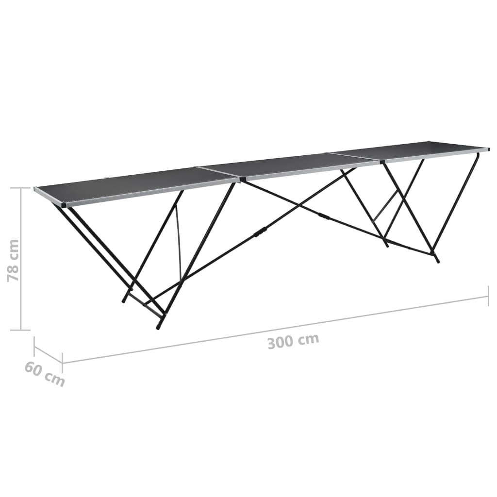 Zložljiva tapetniška miza MDF in aluminij 300x60x78 cm