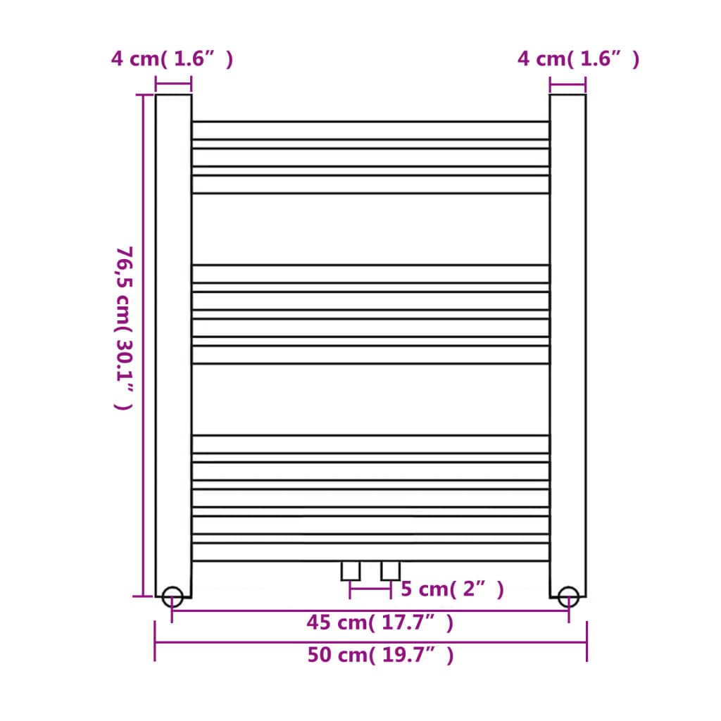 Kopalniški cevni radiator za centralno ogrevanje raven 500x764 mm