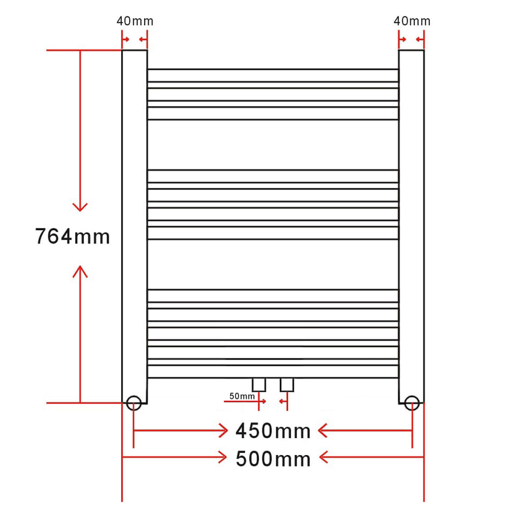 Kopalniški cevni radiator za centralno ogrevanje zaobljen 500x764 mm