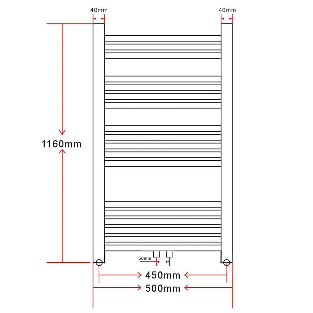 Kopalniški cevni radiator za centralno ogrevanje zaobljen 500x1160 mm