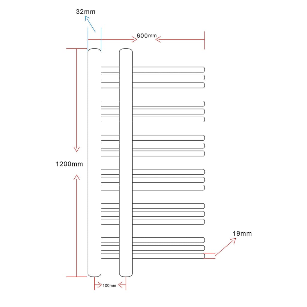 Kopalniški cevni radiator za centralno ogrevanje E oblike 600x1200 mm