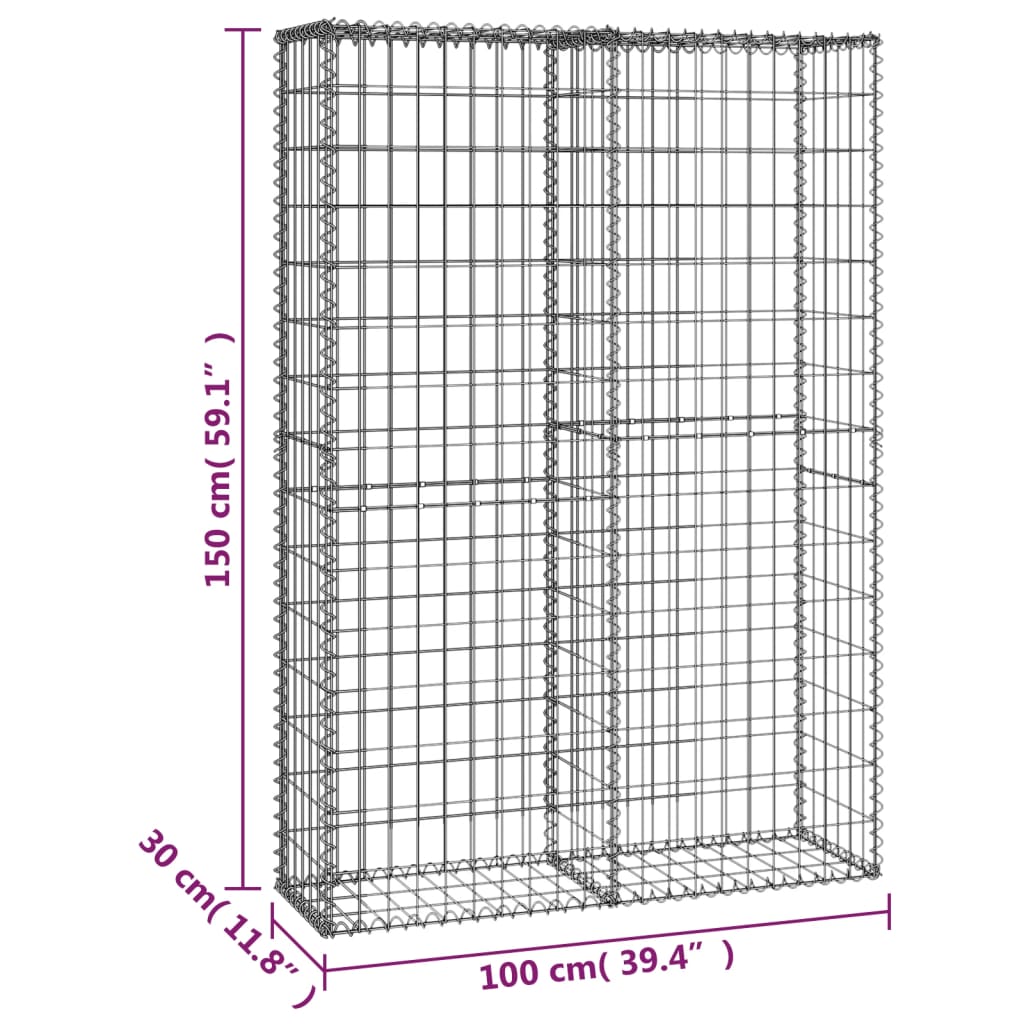 Gabion košara s pokrovi pocinkana žica 150 x 100 x 30 cm