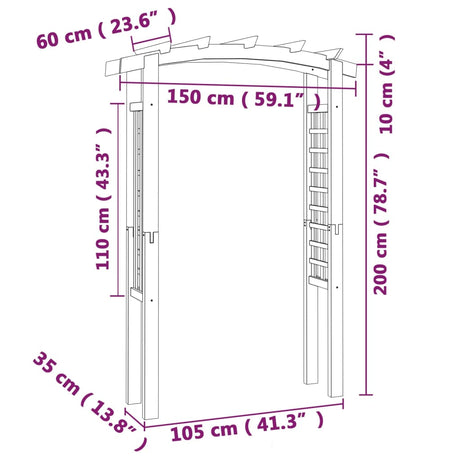 Vrtni obok 150x60x210 cm lesen