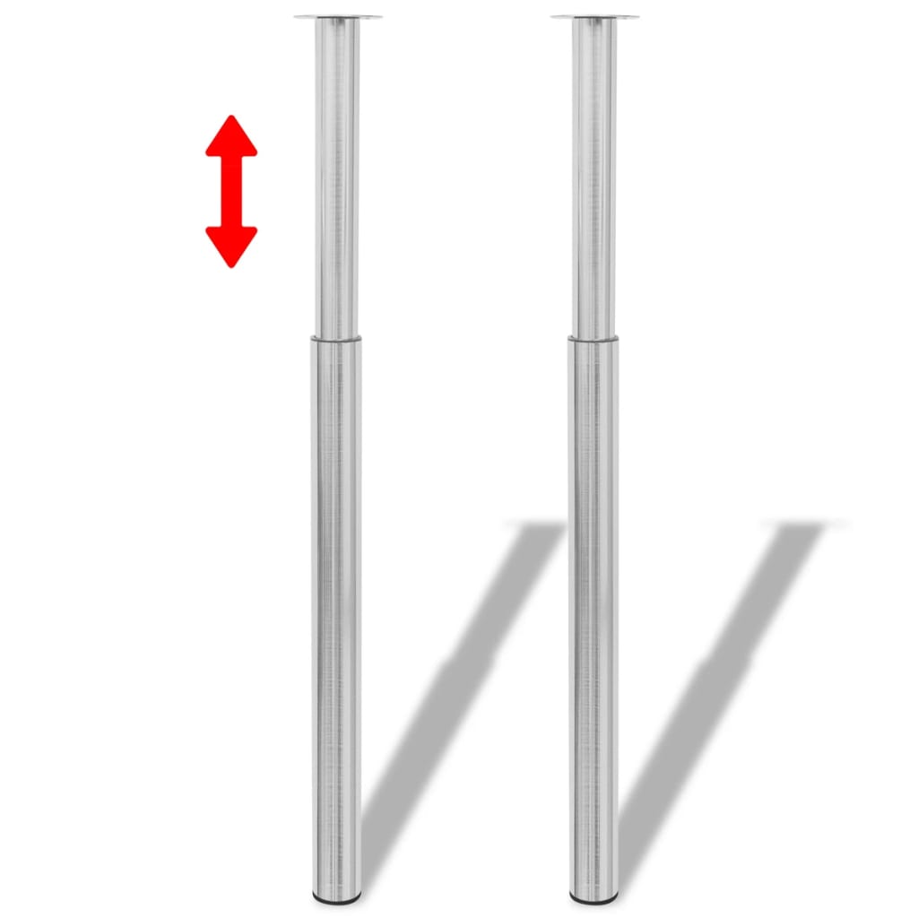 2 Teleskopski Nogi za Mizo Brušeni Nikelj 710 mm - 1100 mm