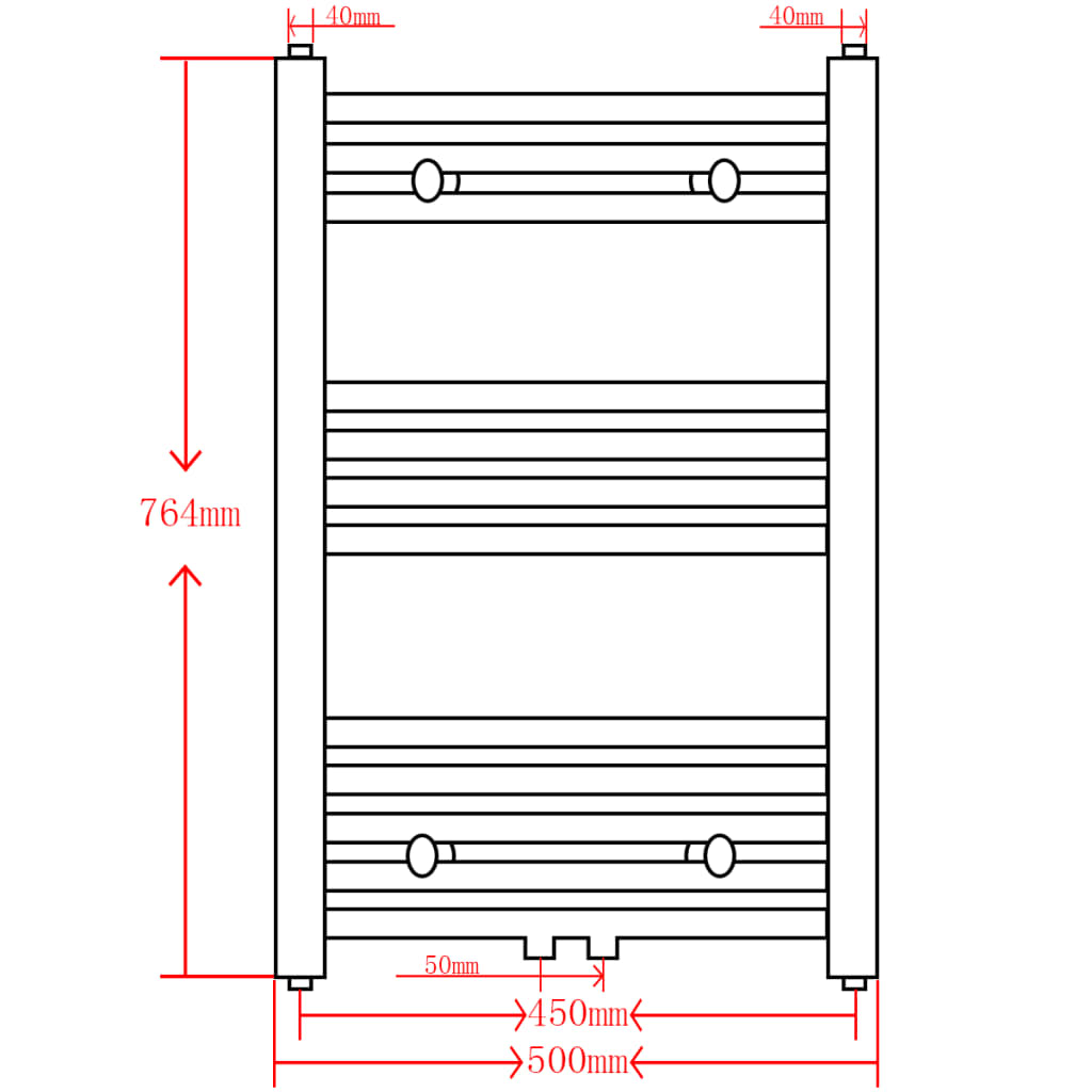 Kopalniški cevni radiator za centralno ogrevanje raven 500x764 mm