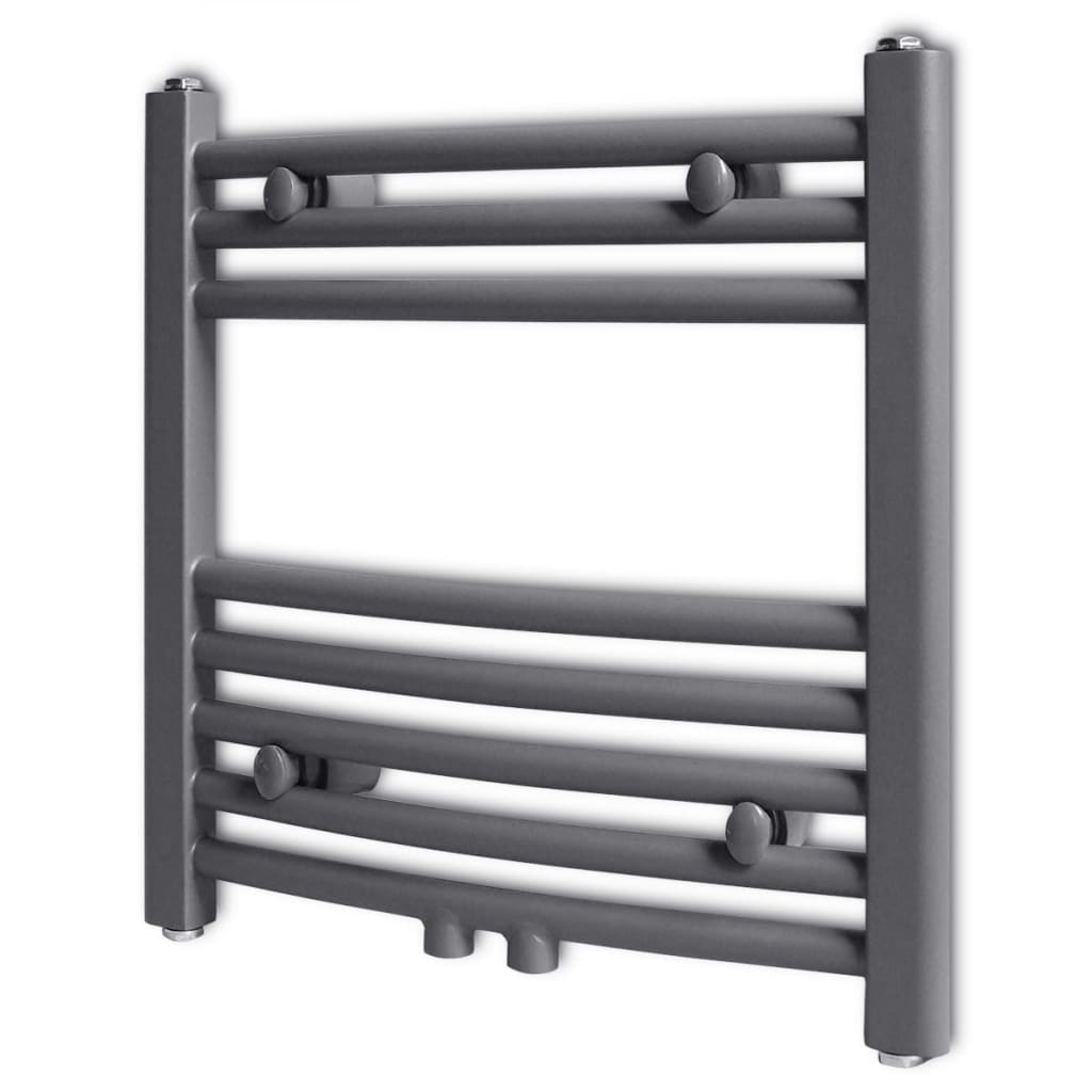 Kopalniški radiator z ukrivljenimi cevmi 480x480 mm siv