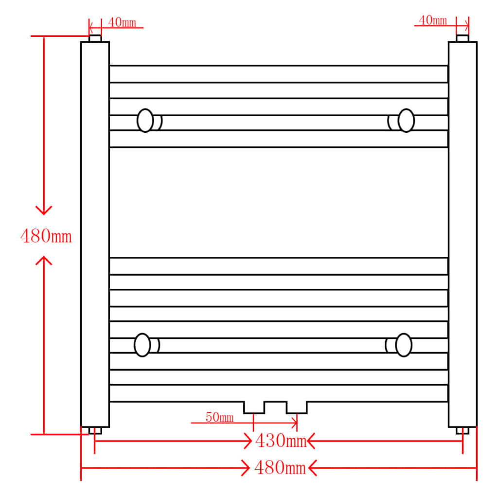 Kopalniški radiator z ukrivljenimi cevmi 480x480 mm siv