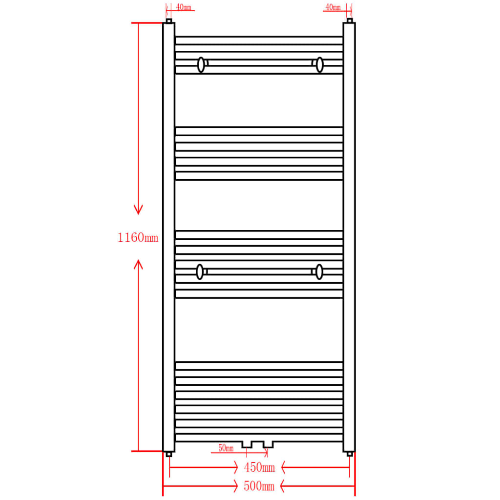 Kopalniški radiator z ukrivljenimi cevmi 500x1160 mm siv