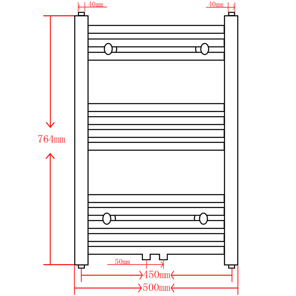 Kopalniški radiator z ukrivljenimi cevmi 500x764 mm črn