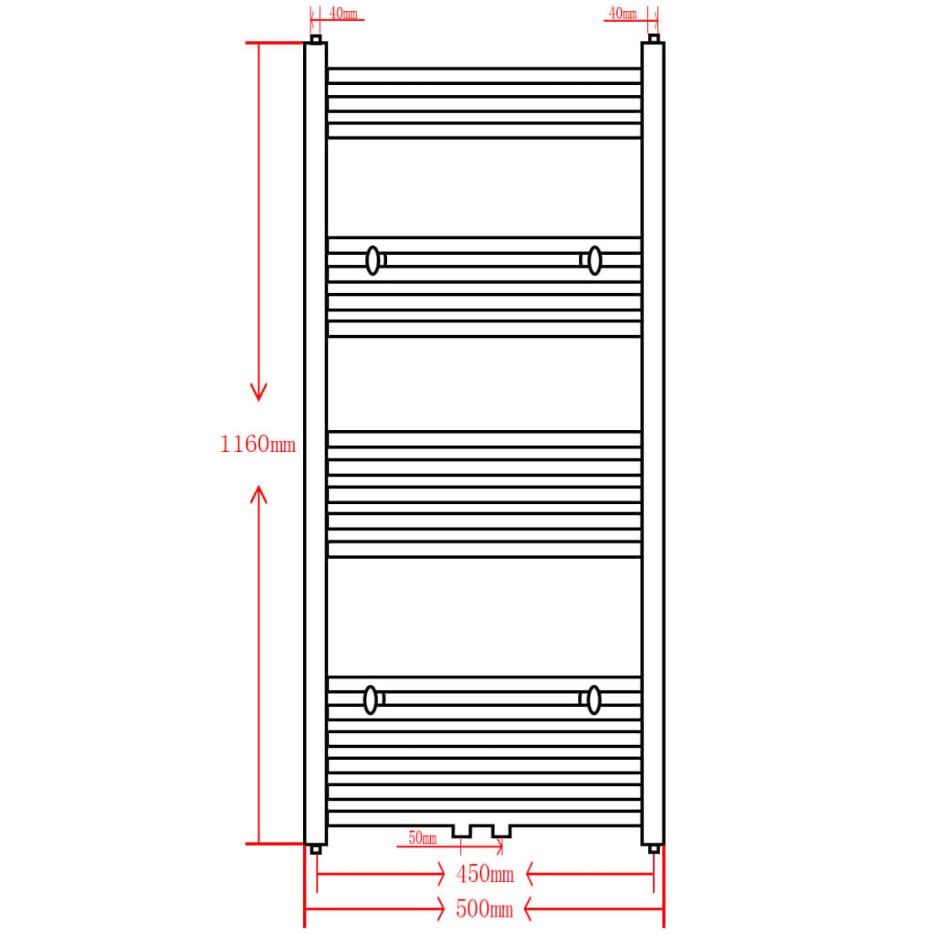 Kopalniški radiator z ukrivljenimi cevmi 500x1160 mm črn