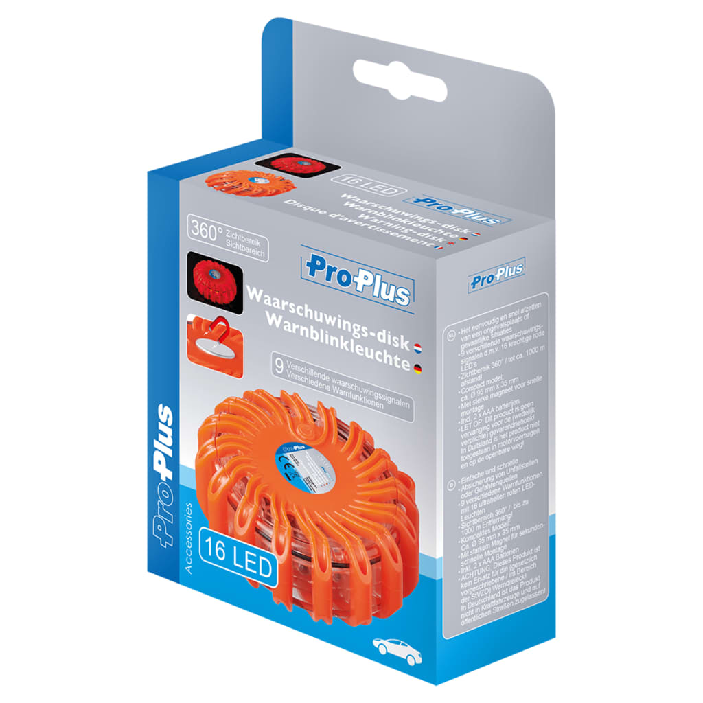 ProPlus Opozorilni disk 16 LED oranžni 540322