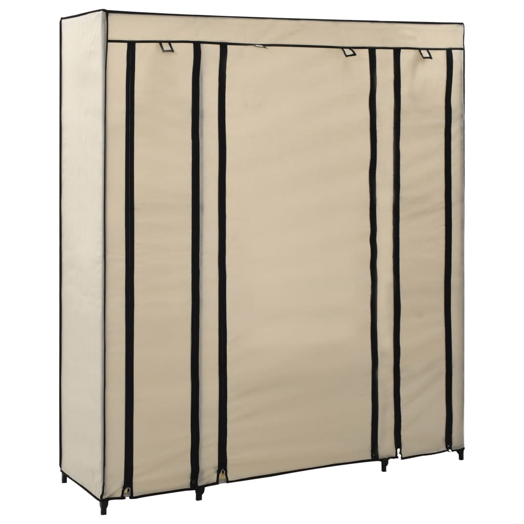 Garderobna omara s predelki in palicami krem 150x45x176cm blago