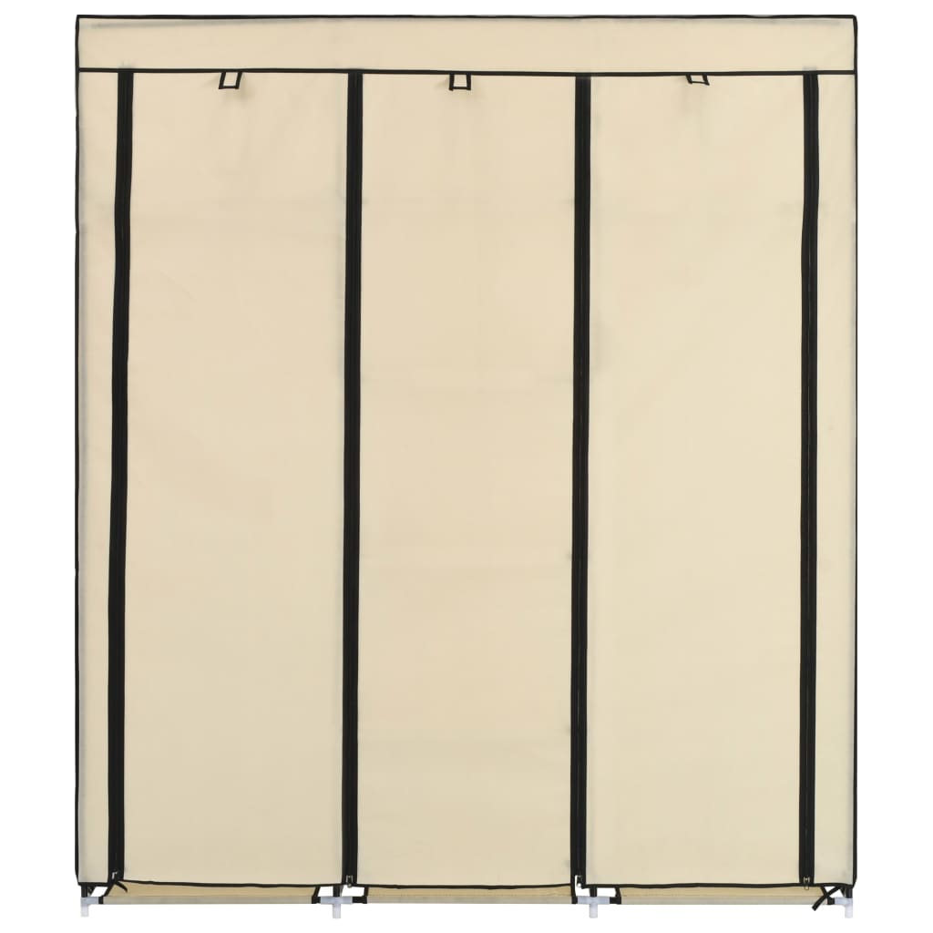 Garderobna omara s predelki in palicami krem 150x45x175cm blago