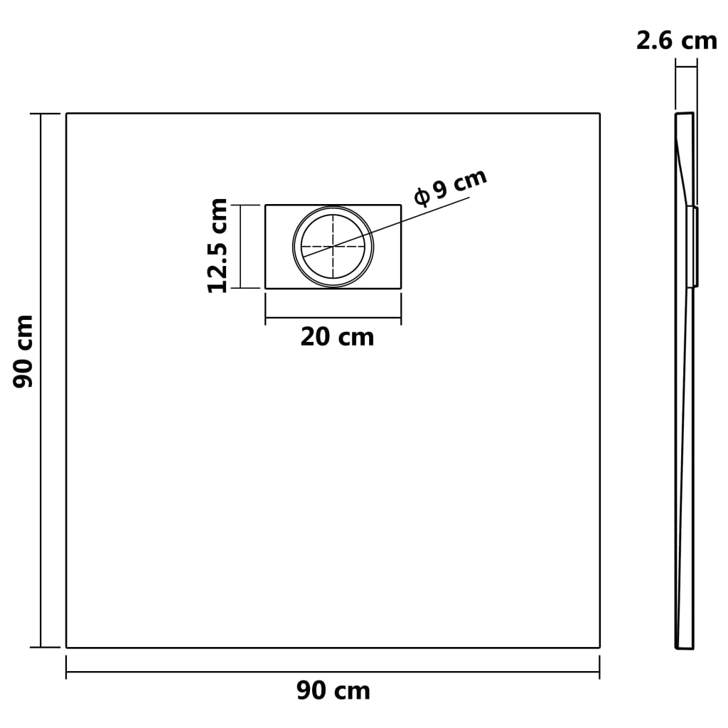 Kad za tuš SMC bela 90x90 cm