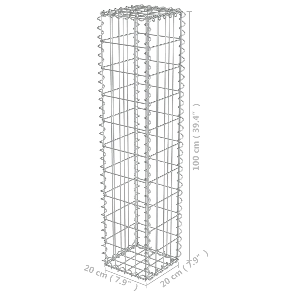 Gabionska stena s pokrovi iz pocinkanega jekla 20x20x100 cm